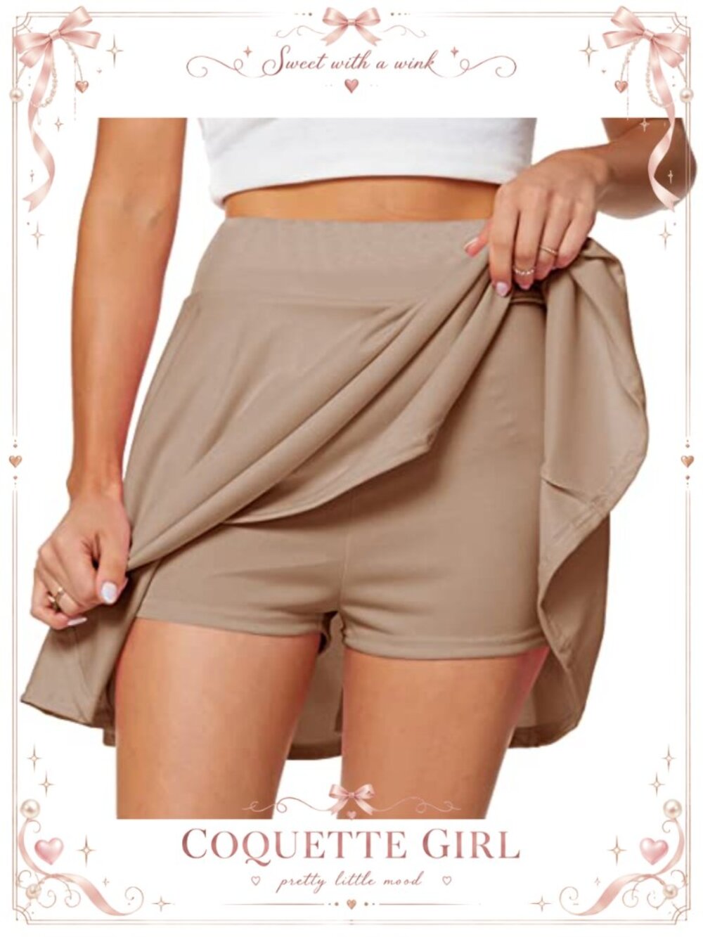 Women's Flared Pleated Mini Skater Skirt with Built-in Shorts